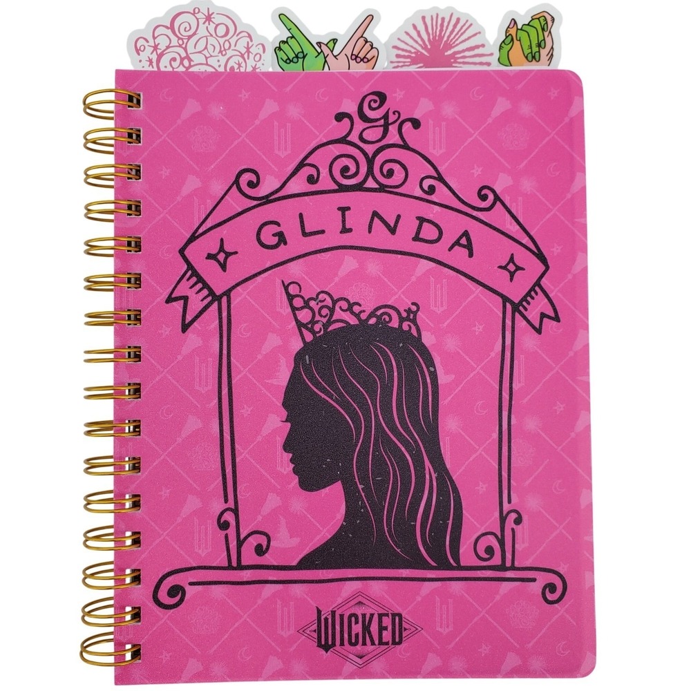 Wicked Journal Spiral Bound Pink Glinda Bookmarks Sections 96 Pages 8" x 6" New